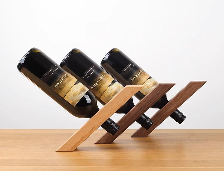 WONQEXZ Wine Bottle Holder - Freestanding Wood Stand for Dining Table