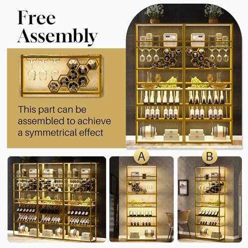 AiStarlink 7-Layer Wine Rack with LED Light and Glass Display 1