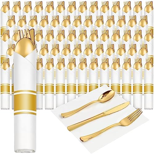 Mifoci 200 Pack Gold Plastic Cutlery Set