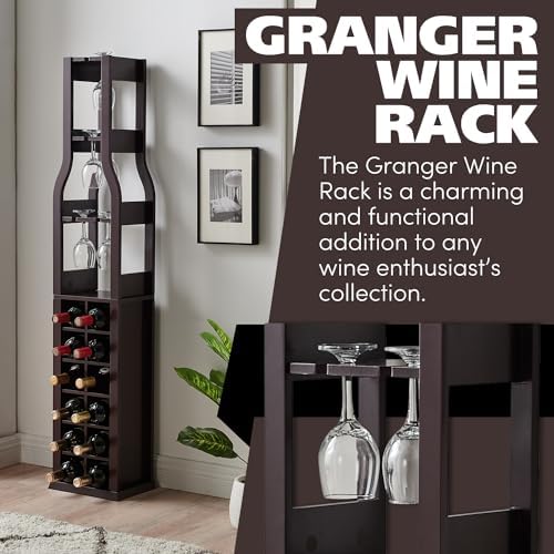 Kings Brand Granger Wine Rack - 12 Bottle Capacity - Dark Cherry