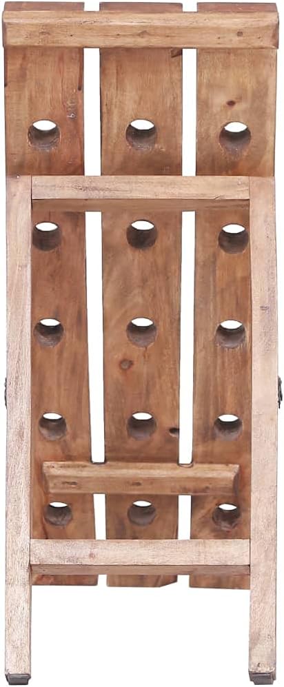vidaXL Solid Reclaimed Wood Wine Rack - Foldaway Rustic 15 Bottles