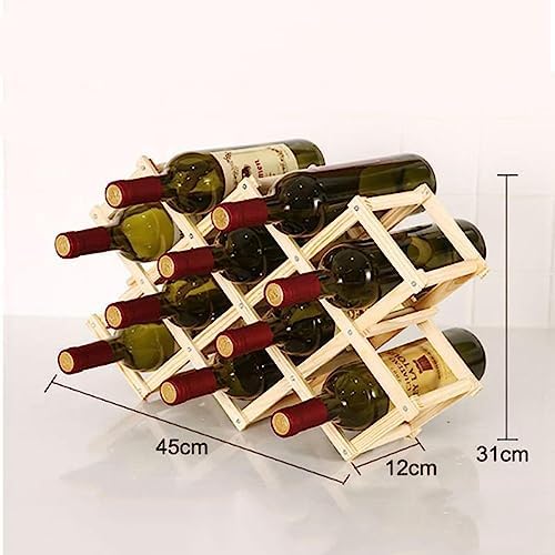 OWKAY Foldable Wooden Wine Rack 10 Bottles