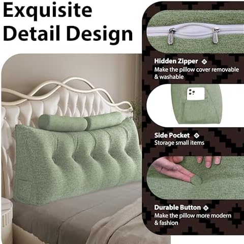 Thicken Headboard Pillow with Bolster for Bed Reading and TV Watching