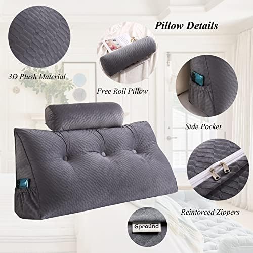 Gpround Wedge Headboard Pillow Set with Roll Neck Pillow