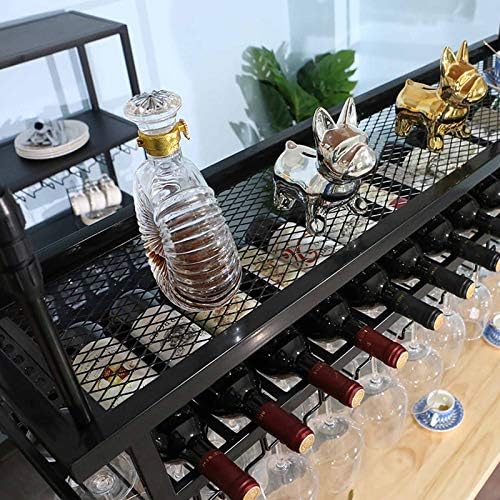 Adjustable Wall-Mounted Wine Rack - 60cm Black Glass Holder