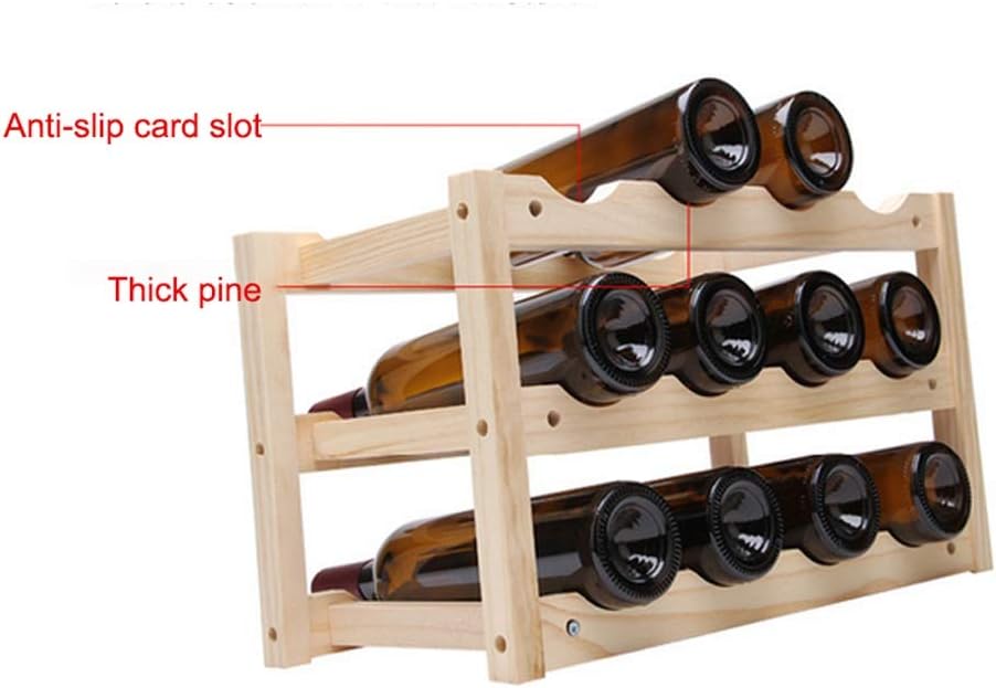 DYPA-AF12 Freestanding 3-Layer Wood Wine Rack 12 Bottles