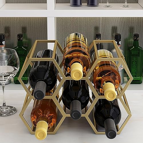 Modern Gold Wine Rack for 5-8 Bottles Durable Stylish
