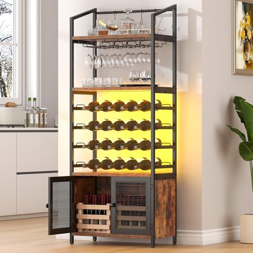 CBBPET 4-Tier Freestanding Wine Cabinet with LED Light