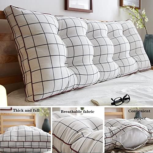 ZZYK Soft Plaid Reading Pillow with Headboard Support 1