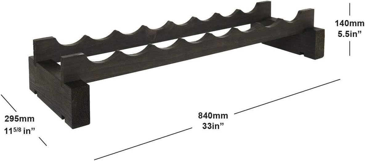 8 Bottle Wide Wine Rack Dark Stain 1