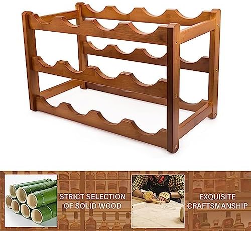 OWKAY Vintage Wooden Wine Rack 3 Tiers