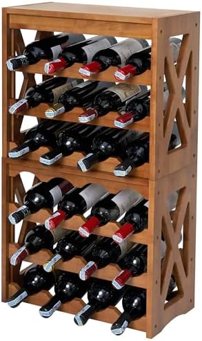 YCICI Wine Rack for 28 Bottles 12 Glasses