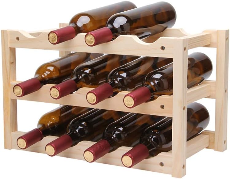 DYPA-AF12 Freestanding 3-Layer Wood Wine Rack 12 Bottles