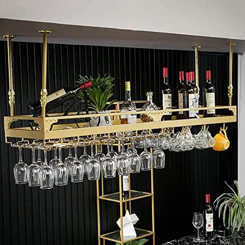Adjustable Wine Rack for Bar and Kitchen Ceiling Mounted Stemware Holder