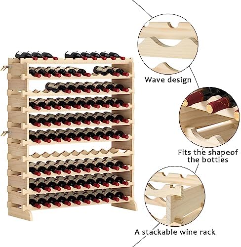 soges 100-Bottle Wine Rack 10-Tier Stackable Storage Shelf