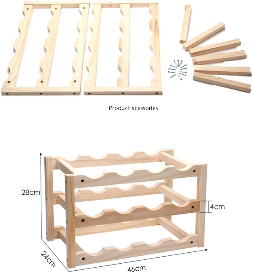 DYPA-AF12 Freestanding 3-Layer Wood Wine Rack 12 Bottles