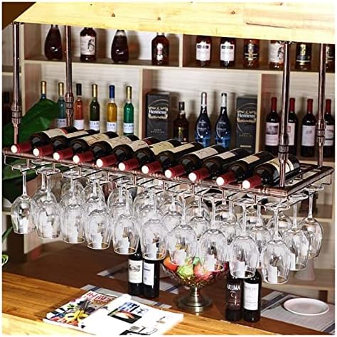 ALDEPO Wall Mounted Rustic Wine Rack with 2 Glass Holders