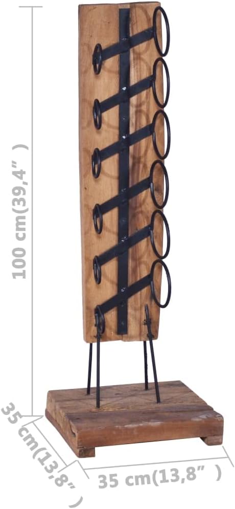 vidaXL Solid Teak Wood Wine Rack - Retro Style 6 Bottle Capacity