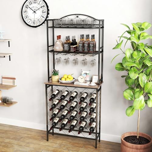 VOXIV 3-Tier Freestanding Wine Rack with Glass Holder