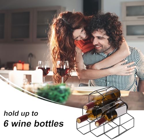 Uxcell 6 Bottle Metal Wine Rack Freestanding Storage Stand Black