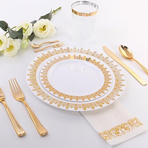 WDF 120 Pieces Gold Plastic Cutlery Set