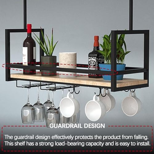 Ceiling Wine Glass Rack - Black Industrial Metal Holder