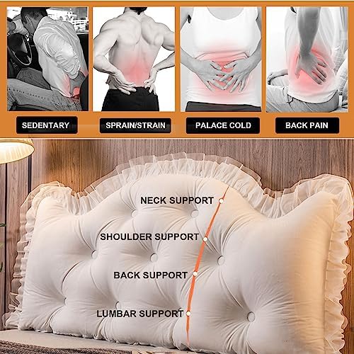 White Fleece Reading Pillow with Removable Headboard