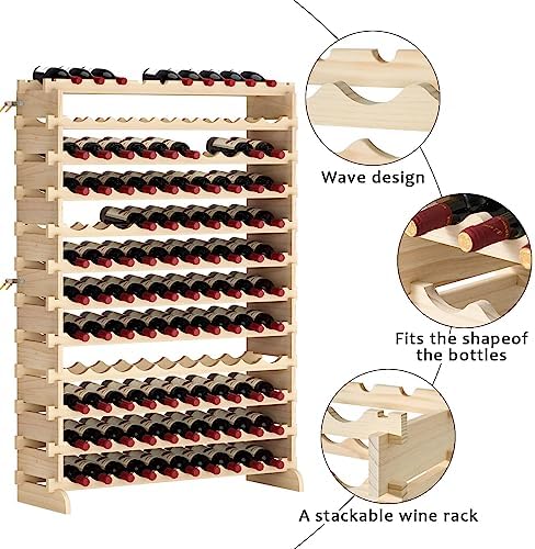 DlandHome 12 Tier Wine Rack 120 Bottle Holder