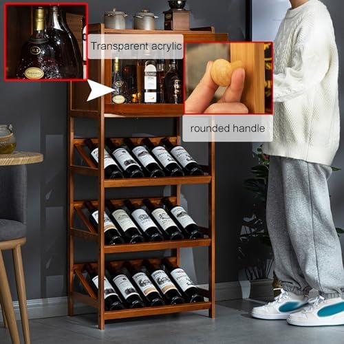 Wood Wine Bar Cabinet with Tabletop Storage Space-Saving Light Brown 52x30x90cm