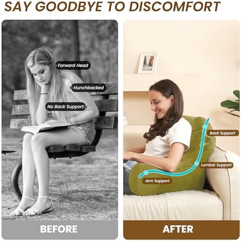 Unisakey Portable Reading Pillow with Pockets and Handles