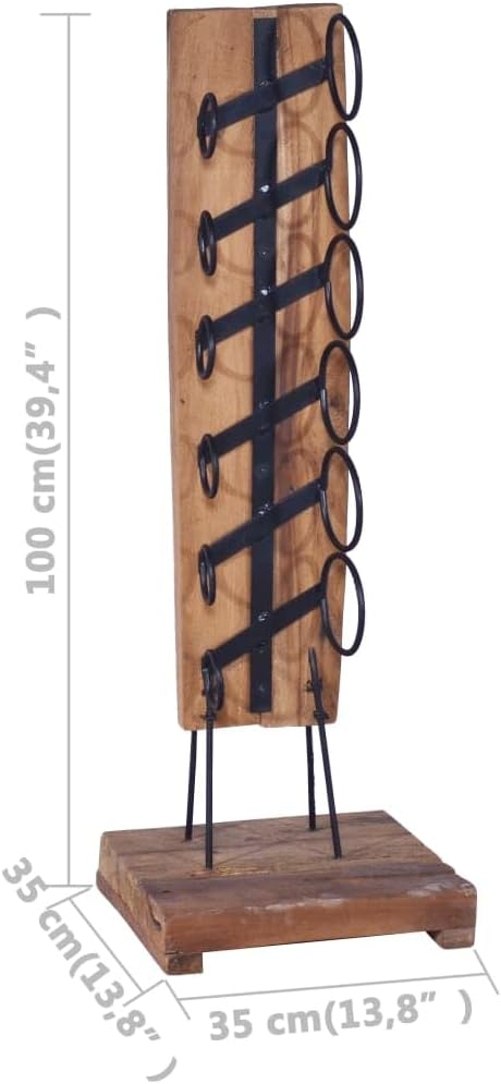 vidaXL Solid Teak Wood Wine Rack - Retro Style 6 Bottle Capacity