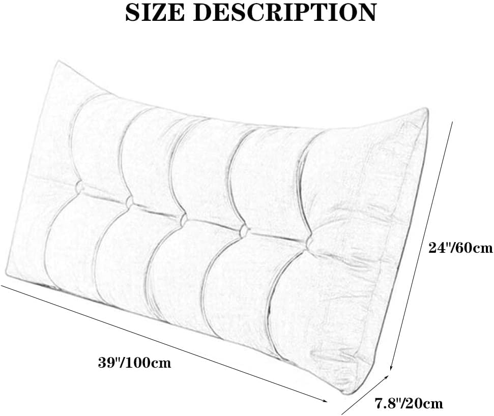 ZZYK Large Rectangular Headboard Pillow with Removable Cover 1