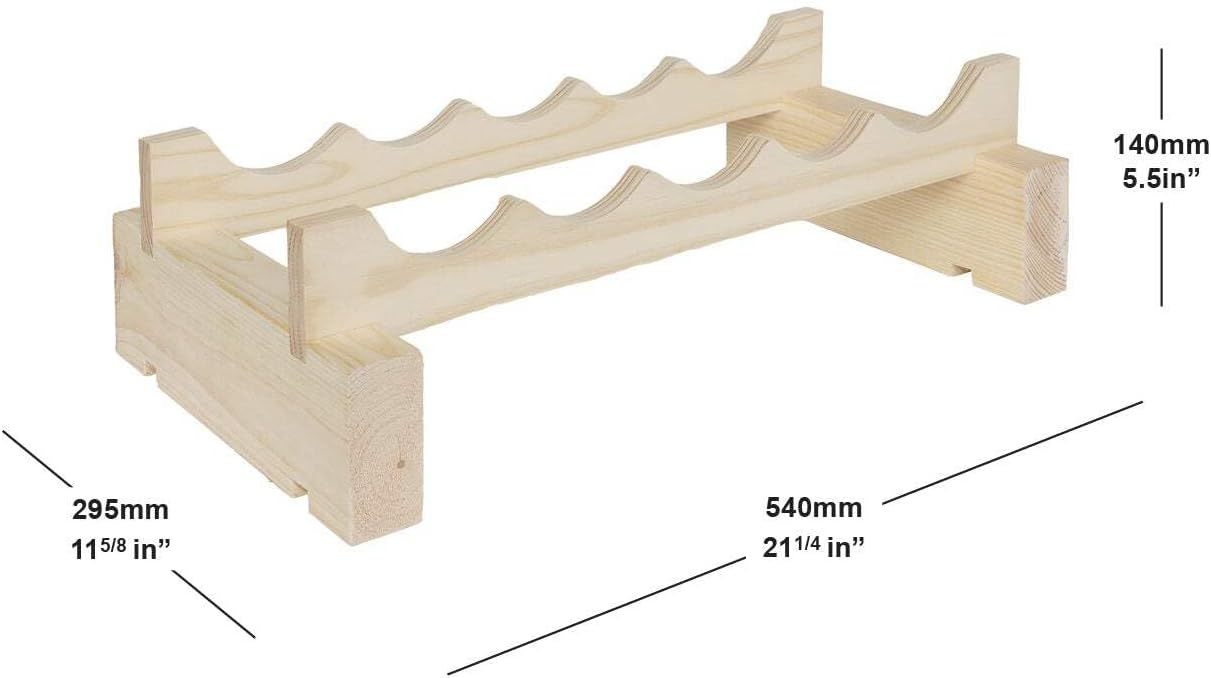 5 Bottle Wide Wine Rack Natural Pine