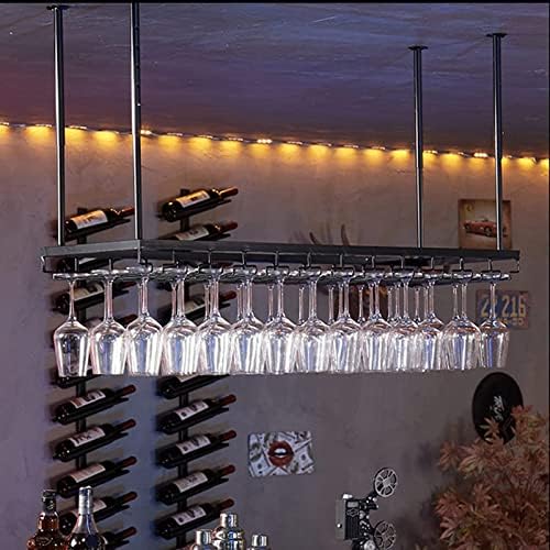 Adjustable Wall-Mounted Wine Glass Rack Black 120Cm