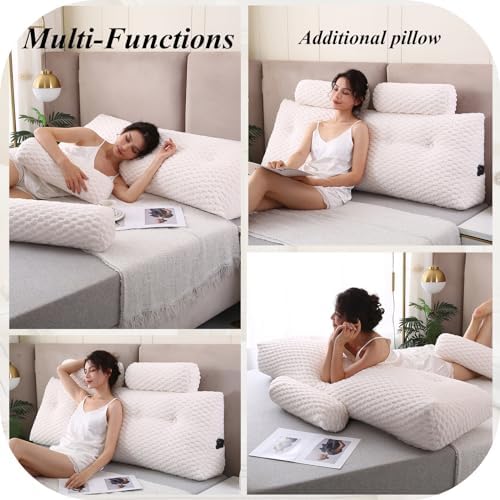 Gpround Wedge Headboard Pillow Set with 2 Roll Pillows