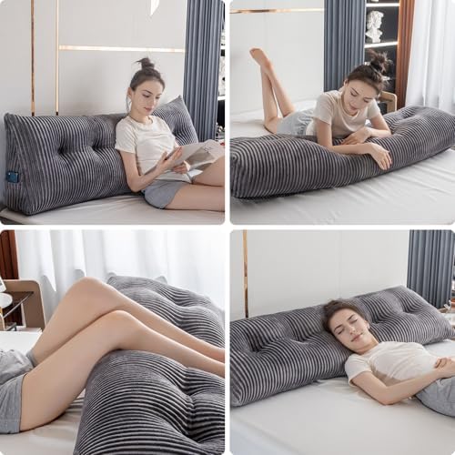 Activance Large Triangular Headboard Pillow with Removable Cover Grey