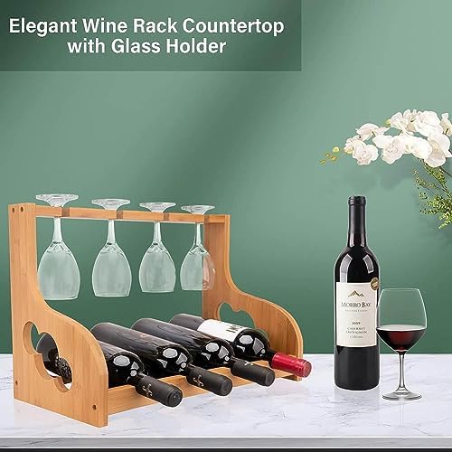 Etlegor Freestanding Wine Rack with Glass Holder