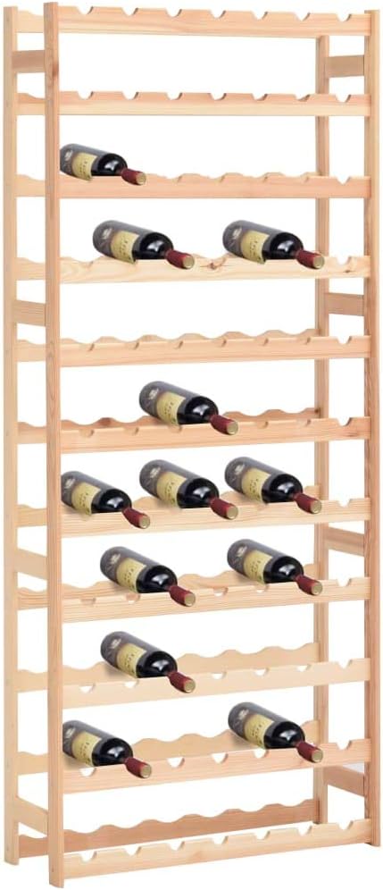 vidaXL Freestanding Wine Rack 77-Bottle Capacity Solid Pinewood Natural Finish