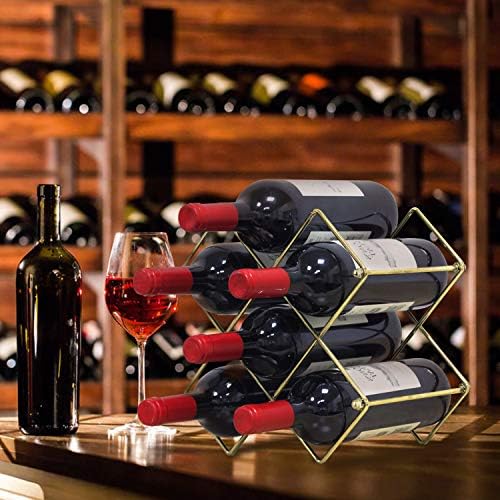 Yimerlen Tabletop Wine Rack 6 Bottle Capacity Gold Finish