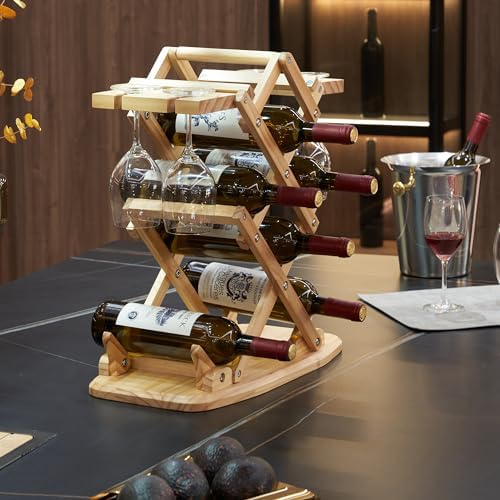 Solid Wood Wine Rack with 6 Bottle Capacity