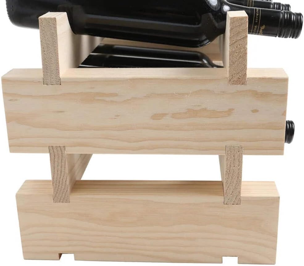 4 Bottle Wide Wine Rack Natural Pine