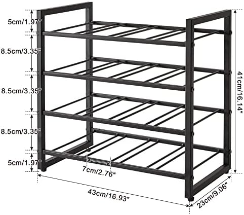 IBUYKE 4 Tier Metal Wine Rack 16 Bottle Capacity Black