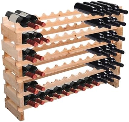 6 Tier Pine Wood Wine Rack 72 Bottles Storage Organizer