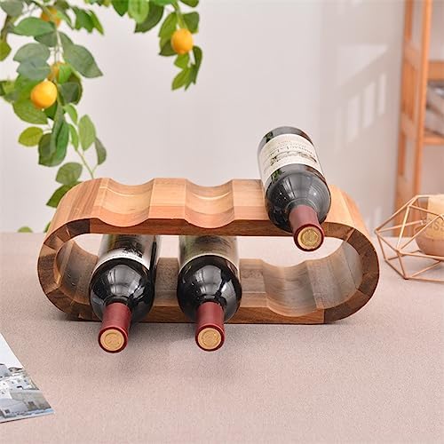 OWKAY Oval Wooden Wine Bottle Rack Storage