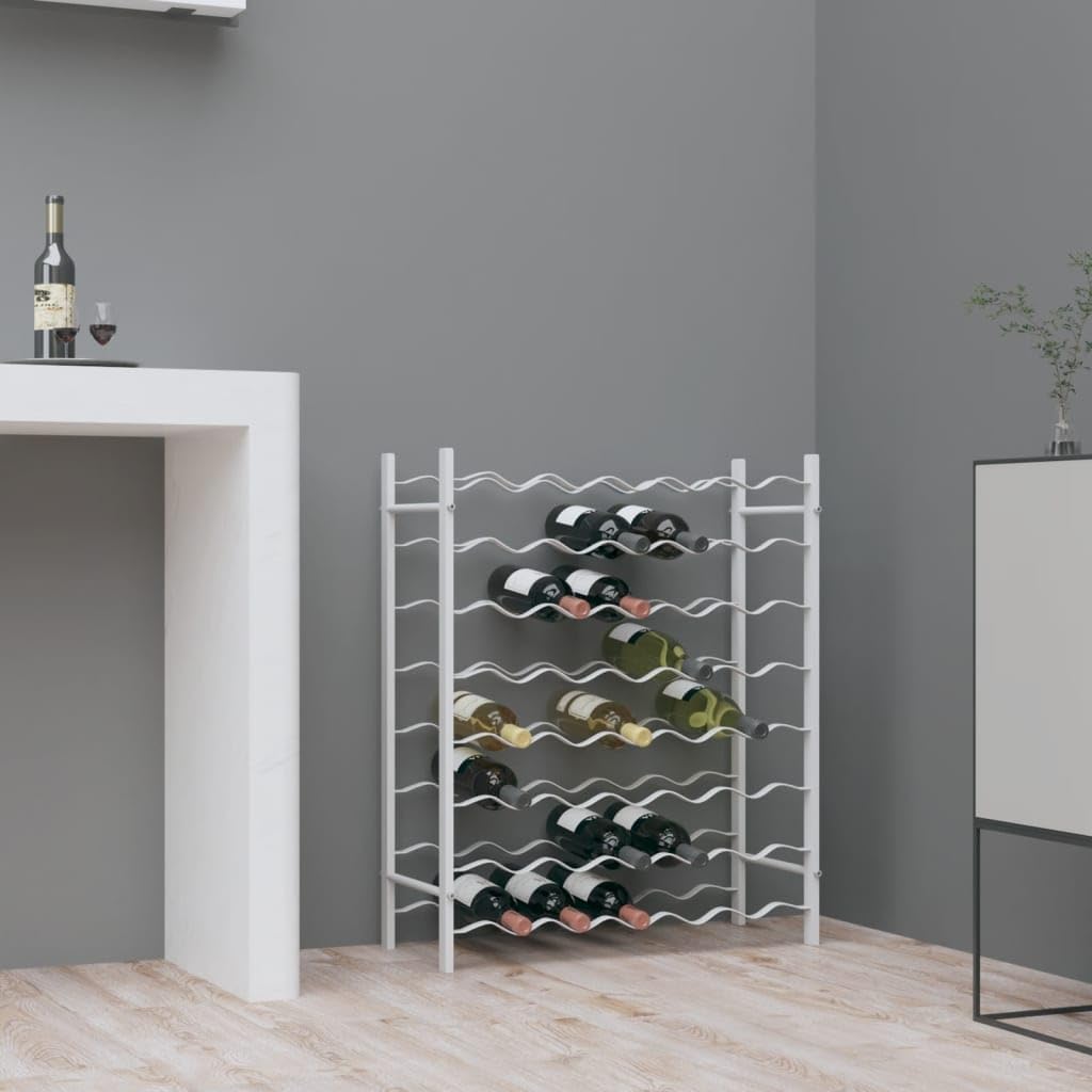 vidaXL Wine Rack - 48 Bottle Holder White Metal