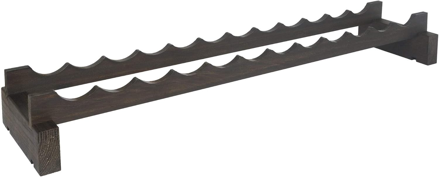 12 Bottle Wide Wine Rack with Dark Stain