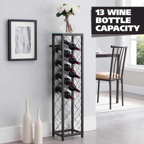 Kings Brand Narenda Freestanding Wine Rack - Pewter 13 Bottles