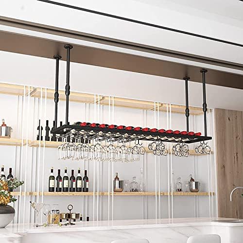Ceiling Wine Glass Rack - Height Adjustable Durable Metal Holder for Bar Kitchen