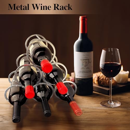 Lilys Home Countertop Wine Rack - 6 Bottle Holder Freestanding Elegant Kitchen Storage