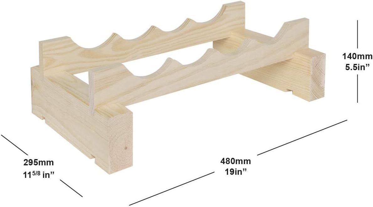 4 Bottle Wide Wine Rack Natural Pine